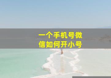 一个手机号微信如何开小号