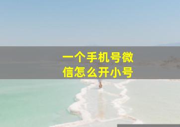 一个手机号微信怎么开小号