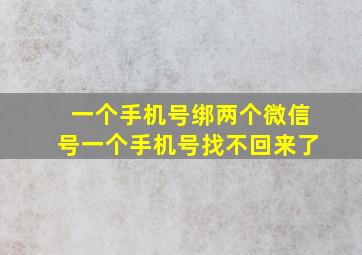 一个手机号绑两个微信号一个手机号找不回来了