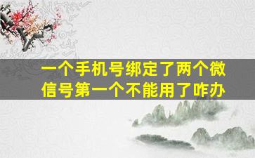 一个手机号绑定了两个微信号第一个不能用了咋办