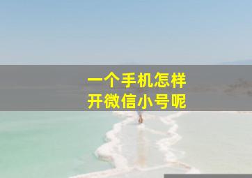 一个手机怎样开微信小号呢