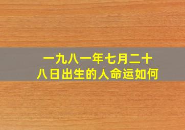 一九八一年七月二十八日出生的人命运如何