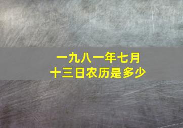 一九八一年七月十三日农历是多少