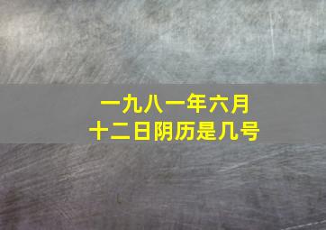 一九八一年六月十二日阴历是几号