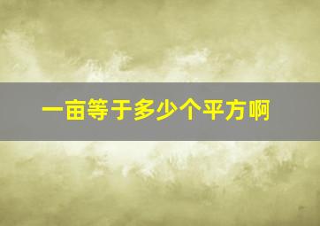 一亩等于多少个平方啊