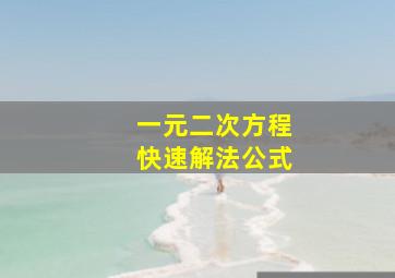 一元二次方程快速解法公式