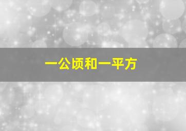 一公顷和一平方