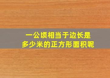 一公顷相当于边长是多少米的正方形面积呢