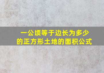 一公顷等于边长为多少的正方形土地的面积公式