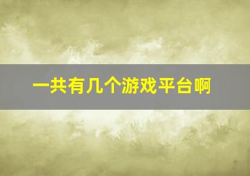 一共有几个游戏平台啊