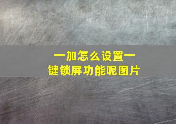 一加怎么设置一键锁屏功能呢图片