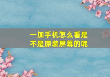 一加手机怎么看是不是原装屏幕的呢