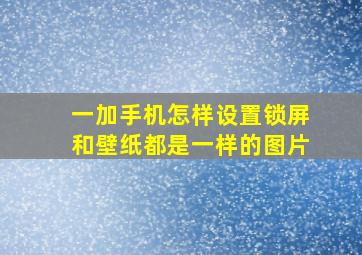 一加手机怎样设置锁屏和壁纸都是一样的图片