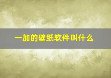 一加的壁纸软件叫什么