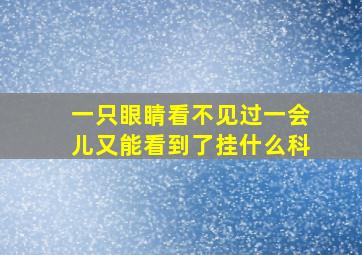 一只眼睛看不见过一会儿又能看到了挂什么科