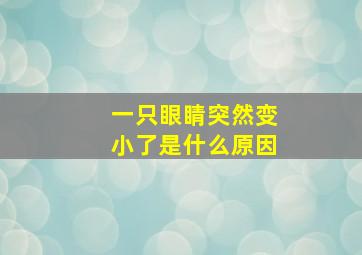 一只眼睛突然变小了是什么原因