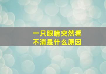 一只眼睛突然看不清是什么原因