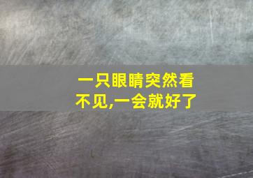 一只眼睛突然看不见,一会就好了