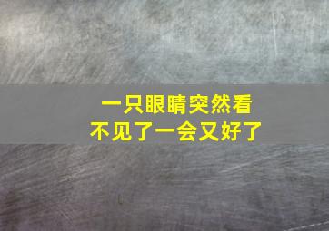 一只眼睛突然看不见了一会又好了