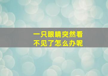 一只眼睛突然看不见了怎么办呢