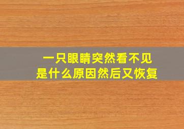 一只眼睛突然看不见是什么原因然后又恢复