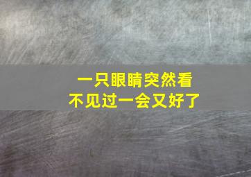 一只眼睛突然看不见过一会又好了