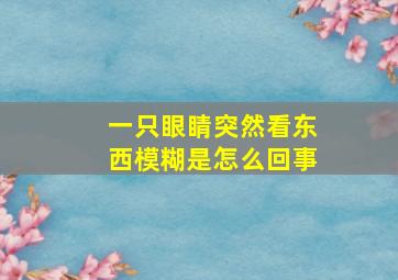 一只眼睛突然看东西模糊是怎么回事