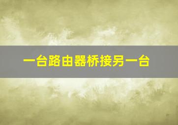 一台路由器桥接另一台