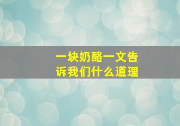 一块奶酪一文告诉我们什么道理