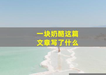 一块奶酪这篇文章写了什么