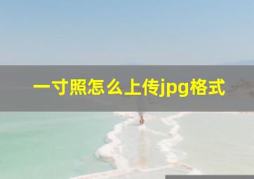 一寸照怎么上传jpg格式