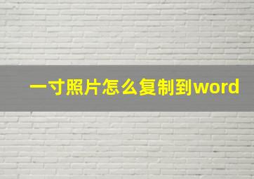 一寸照片怎么复制到word