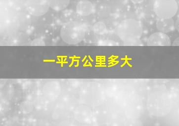 一平方公里多大