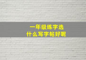 一年级练字选什么写字帖好呢