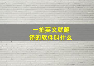 一拍英文就翻译的软件叫什么