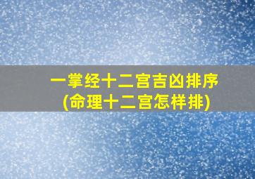 一掌经十二宫吉凶排序(命理十二宫怎样排)