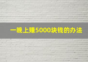 一晚上赚5000块钱的办法