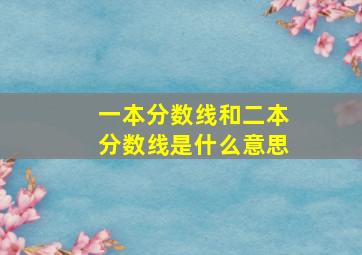 一本分数线和二本分数线是什么意思