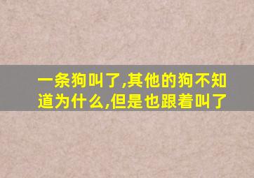 一条狗叫了,其他的狗不知道为什么,但是也跟着叫了