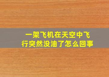 一架飞机在天空中飞行突然没油了怎么回事