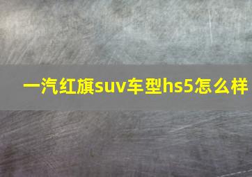 一汽红旗suv车型hs5怎么样