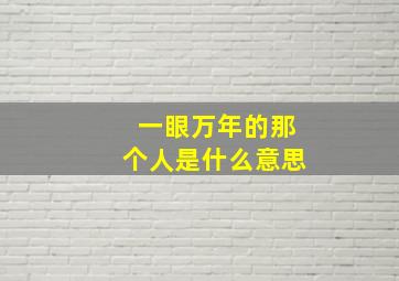 一眼万年的那个人是什么意思