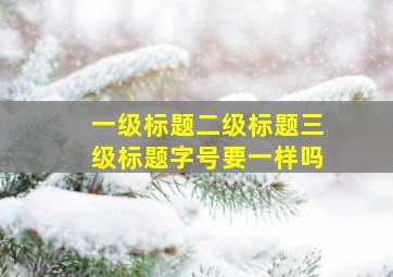 一级标题二级标题三级标题字号要一样吗