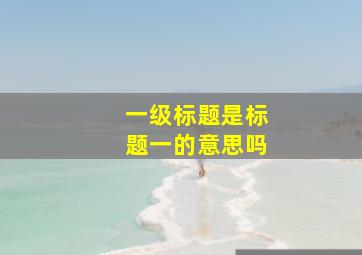 一级标题是标题一的意思吗