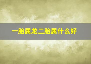 一胎属龙二胎属什么好