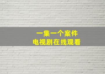 一集一个案件电视剧在线观看