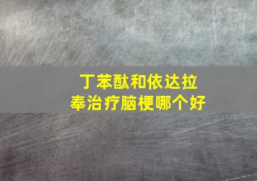 丁苯酞和依达拉奉治疗脑梗哪个好