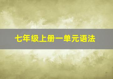 七年级上册一单元语法