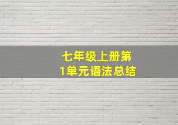 七年级上册第1单元语法总结