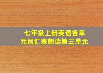 七年级上册英语各单元词汇表朗读第三单元